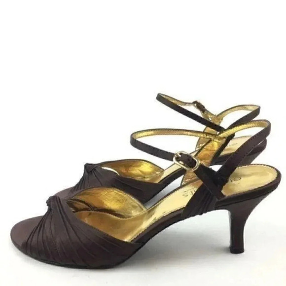 Nina Elements Heels 41 11 W Heavenly Brown Satin - Picture 3 of 8